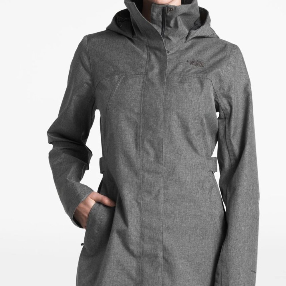 The North Face Women's Dark Grey Long Sleeve Hooded Laney II Trench Coat Size XS
